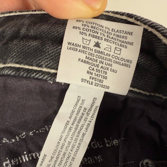 Frank & Oak The Nina Wide Leg High Rise Cropped Black Washed Charcoal‎ Jeans 29 - Picture 5 of 7